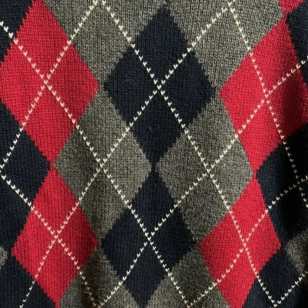 GapKids size 10 youth boys gray sweater with blue/red argyle.